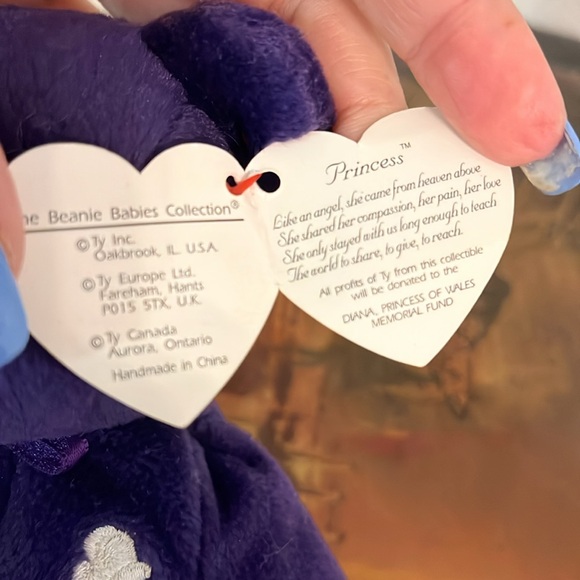 TY’s Beanie Baby Princess Bear, w/Tags, 1997, Princess Diana, Purple/White Rose - Picture 7 of 7